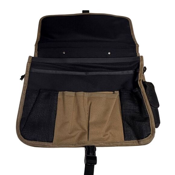 CLC Men's Canvas Multi-Pocket Utility Messenger Tool Bag Black Tan - Picture 4 of 10